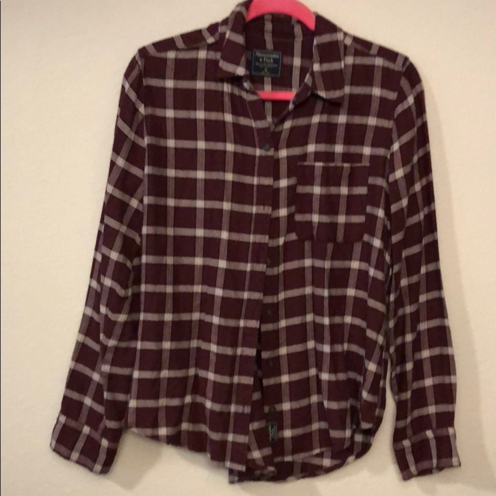 Burgundy Abercrombie and Fitch flannel